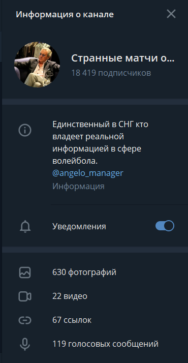 странные матчи от анджело информация о канале