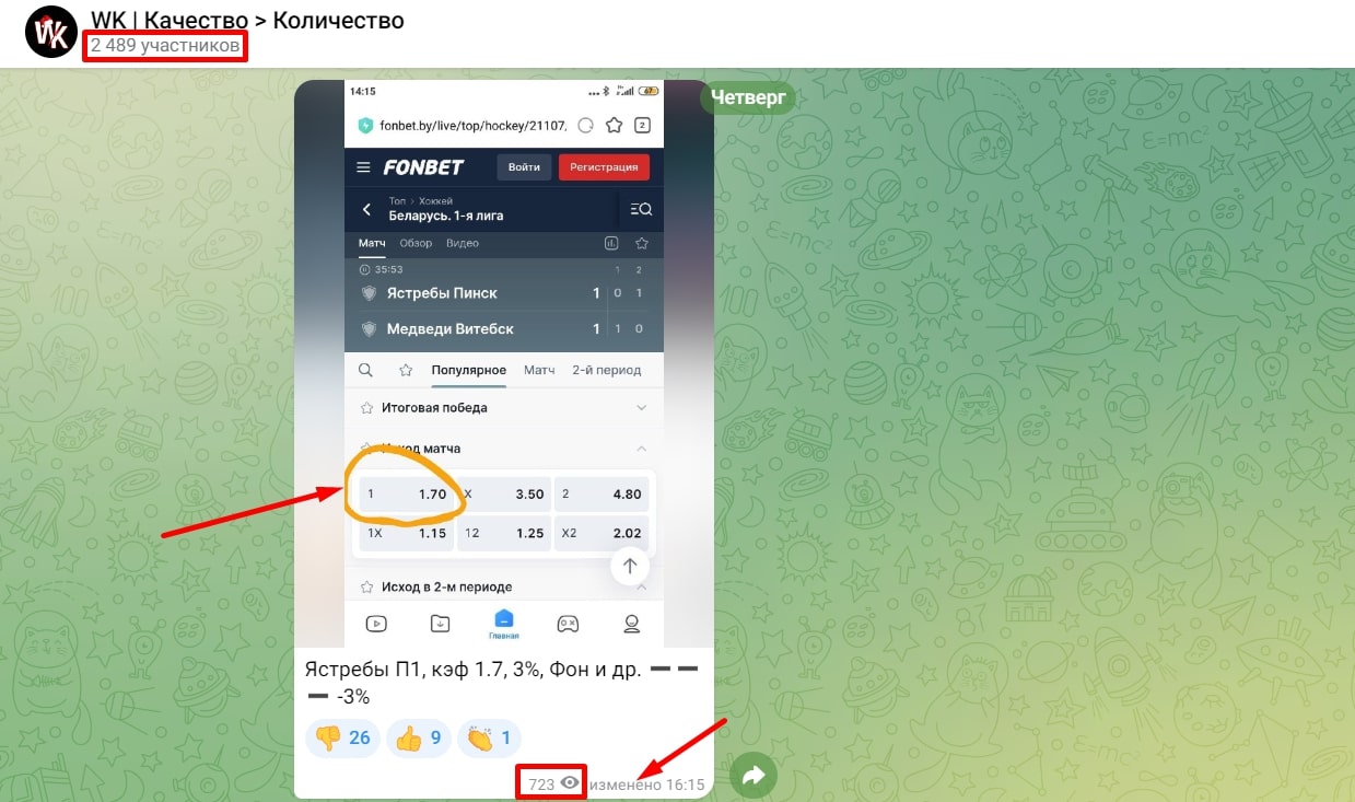 WK Качество Количество телеграм пост
